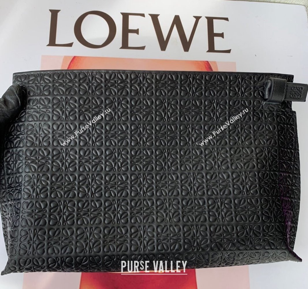 Loewe T Pouch in Anagram Calfskin Black 2024 3040 (nana-240314012)