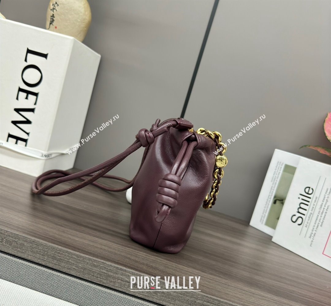 Loewe Mini Flamenco Purse bag in mellow nappa lambskin Dark Burgundy 2024 412342 (Ys-240418074)