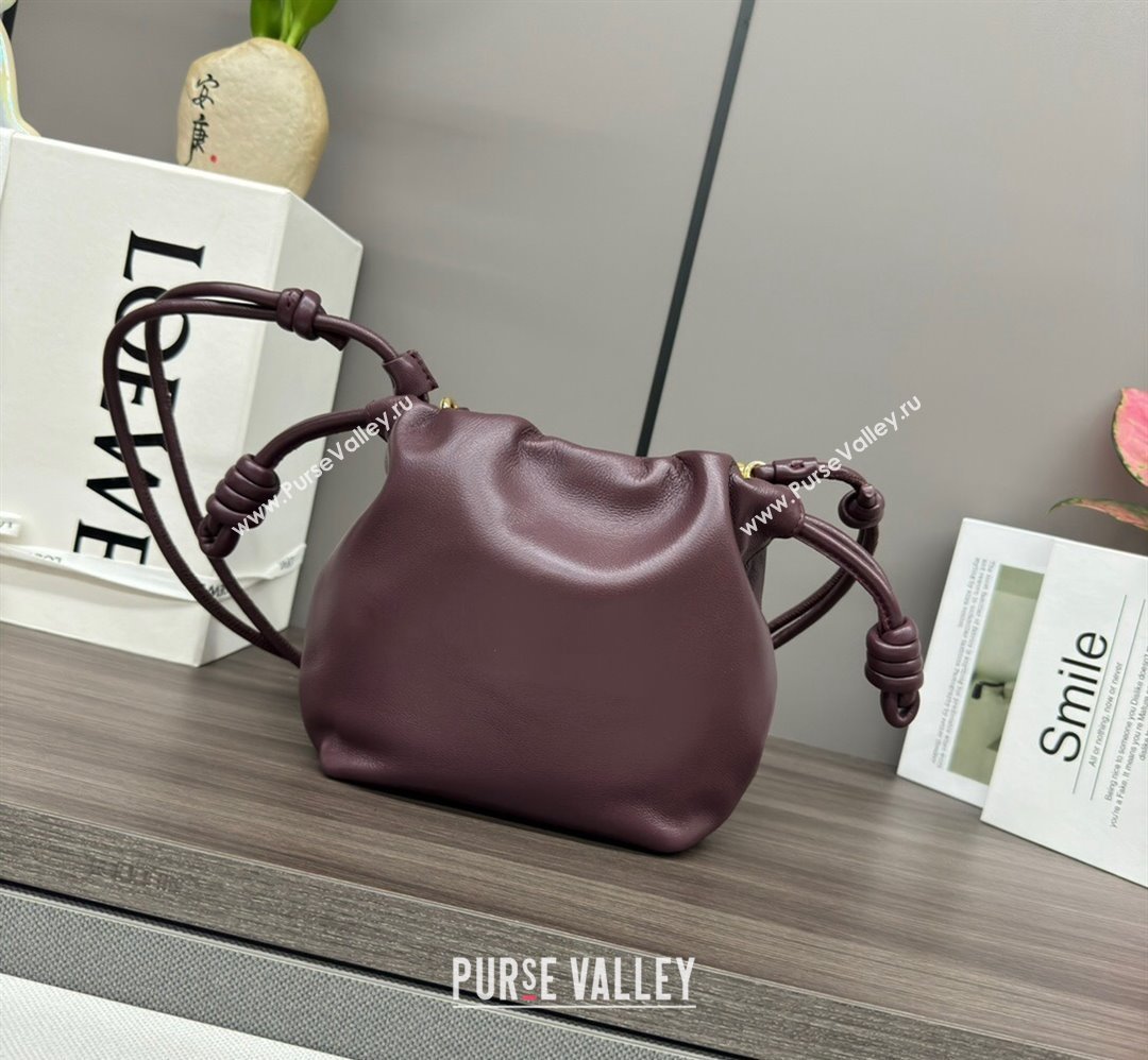Loewe Mini Flamenco Purse bag in mellow nappa lambskin Dark Burgundy 2024 412342 (Ys-240418074)