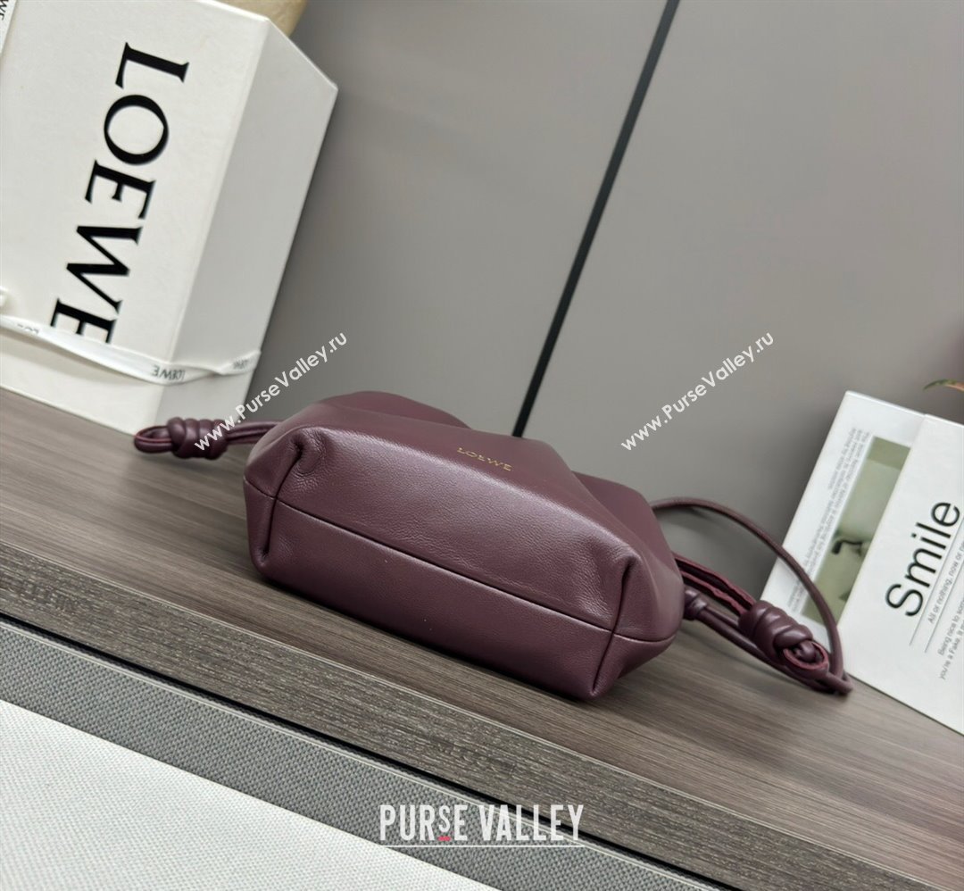 Loewe Mini Flamenco Purse bag in mellow nappa lambskin Dark Burgundy 2024 412342 (Ys-240418074)
