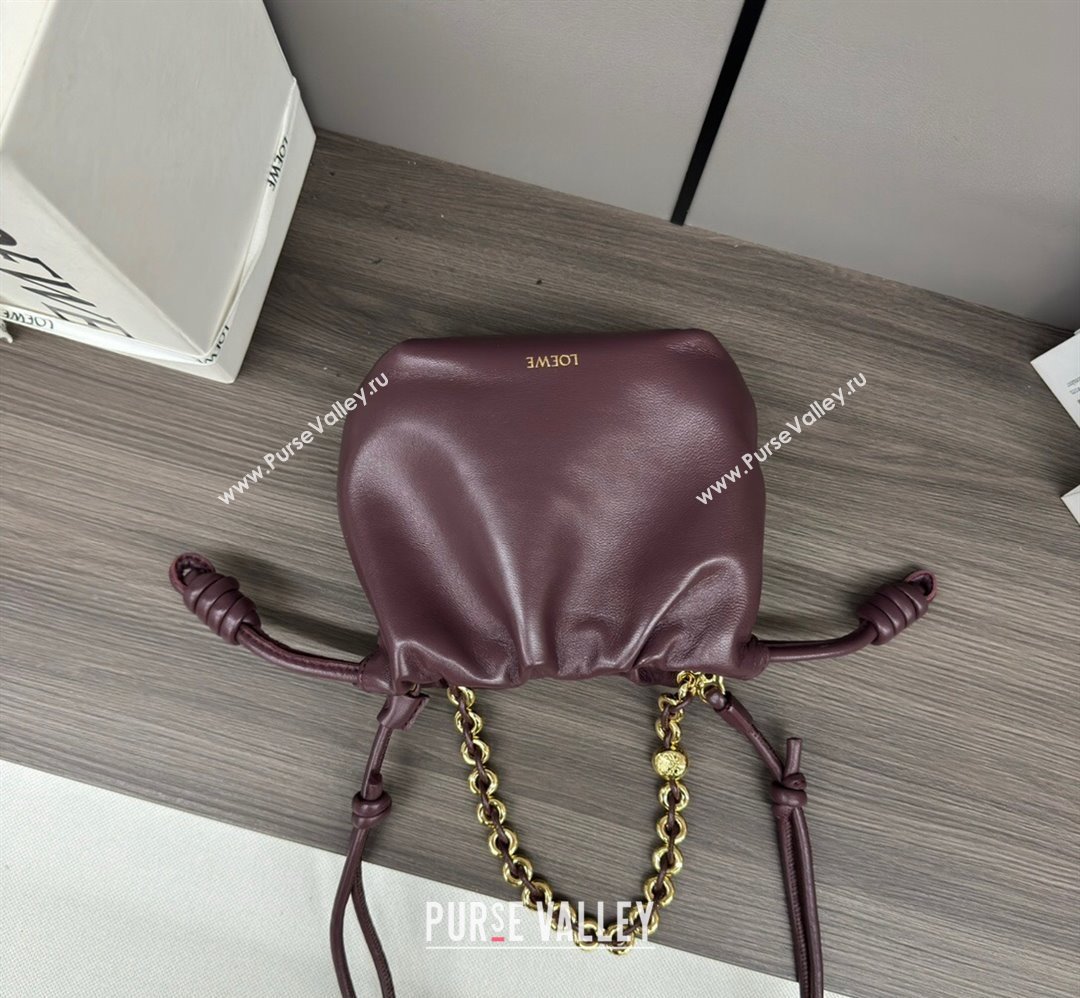 Loewe Mini Flamenco Purse bag in mellow nappa lambskin Dark Burgundy 2024 412342 (Ys-240418074)