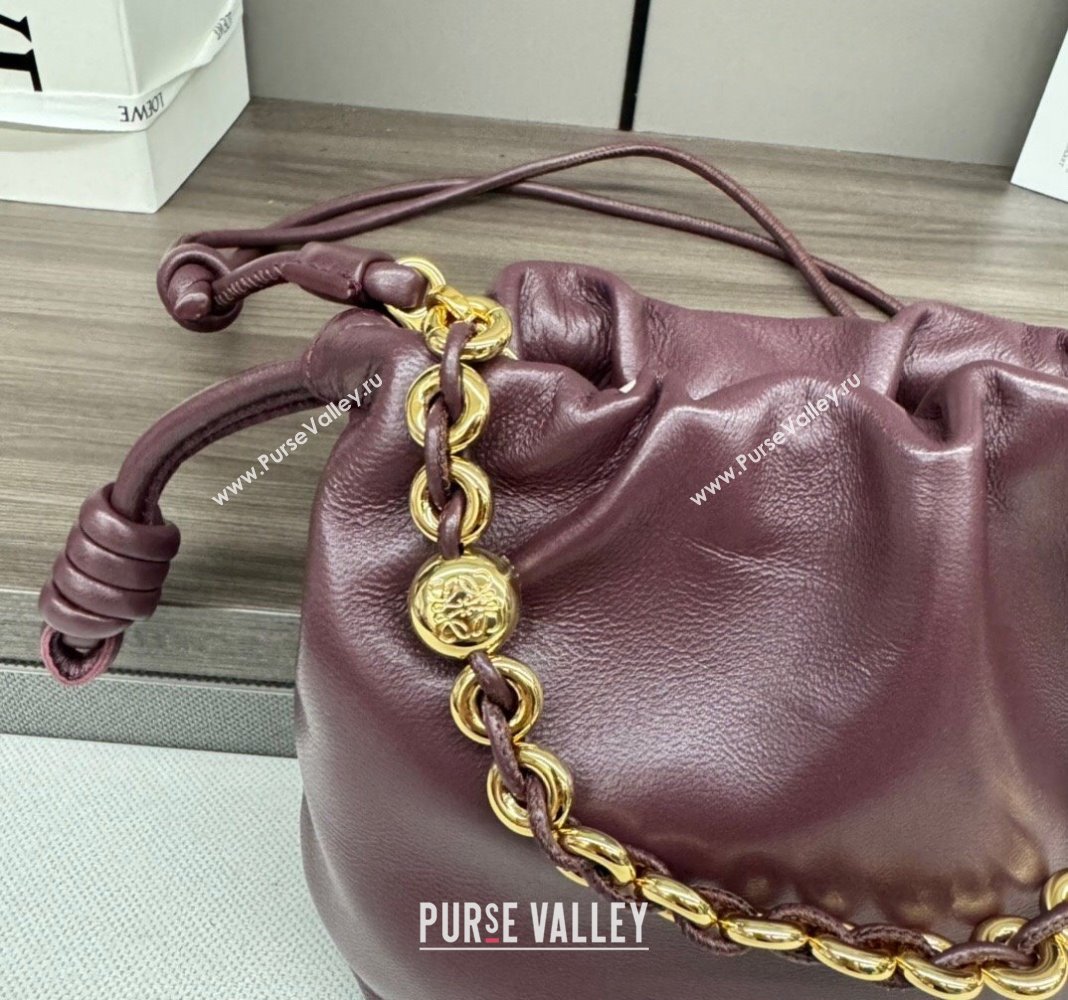 Loewe Mini Flamenco Purse bag in mellow nappa lambskin Dark Burgundy 2024 412342 (Ys-240418074)