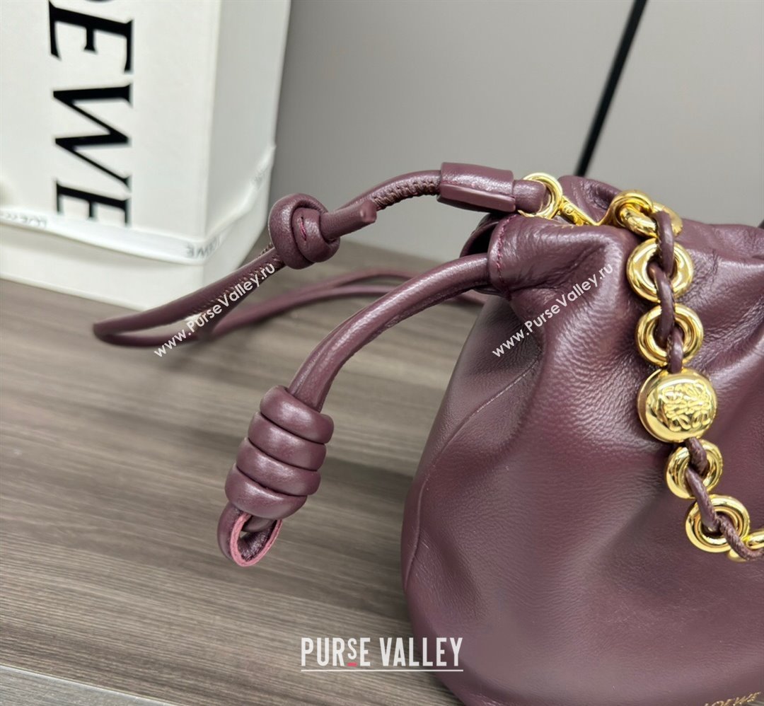 Loewe Mini Flamenco Purse bag in mellow nappa lambskin Dark Burgundy 2024 412342 (Ys-240418074)