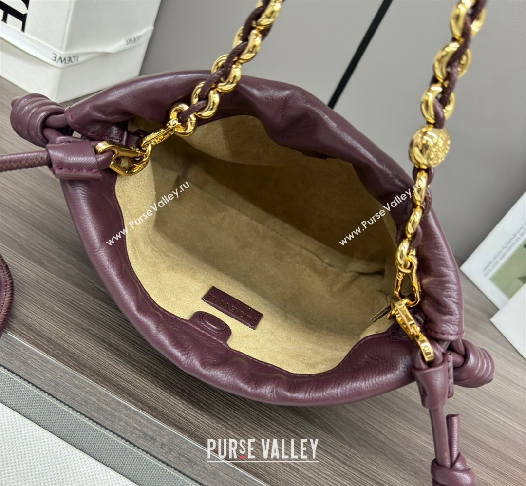 Loewe Mini Flamenco Purse bag in mellow nappa lambskin Dark Burgundy 2024 412342 (Ys-240418074)