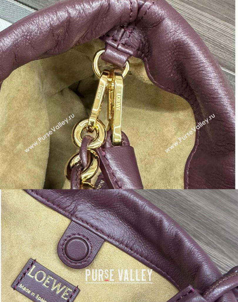Loewe Mini Flamenco Purse bag in mellow nappa lambskin Dark Burgundy 2024 412342 (Ys-240418074)