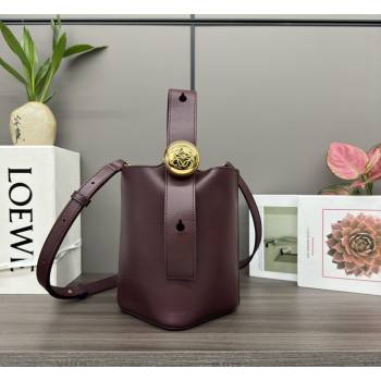 Loewe Mini Pebble Bucket bag in mellow calfskin Burgundy 2024 062342 (Ys-240418057)