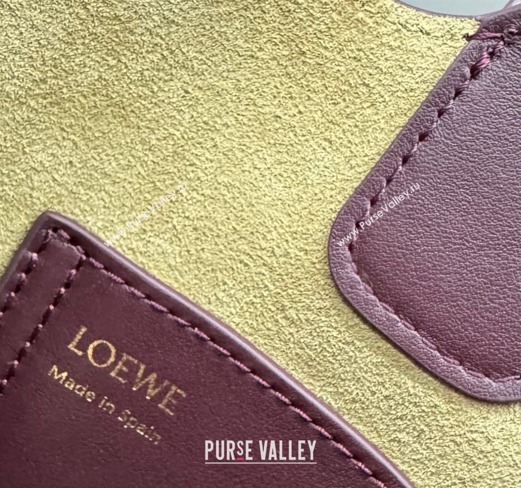 Loewe Mini Pebble Bucket bag in mellow calfskin Burgundy 2024 062342 (Ys-240418057)