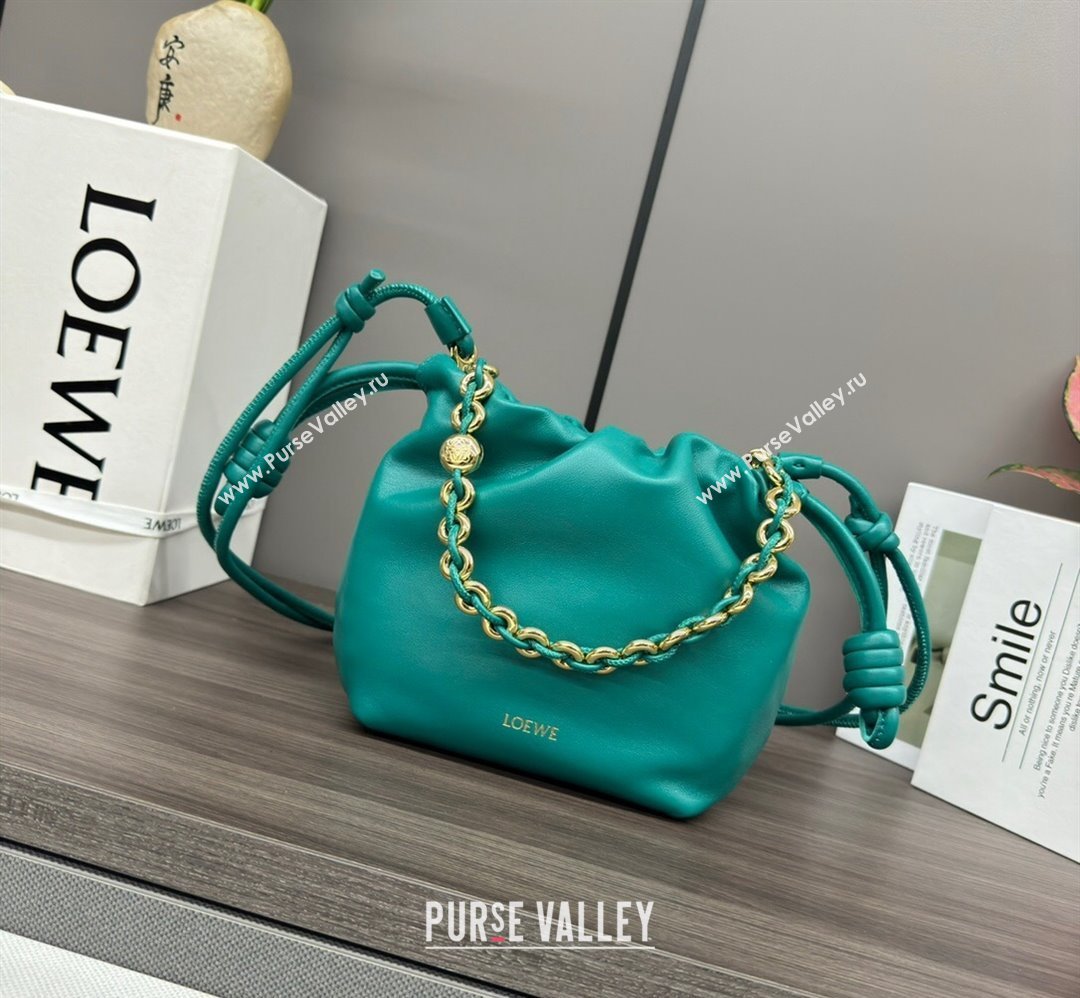 Loewe Mini Flamenco Purse bag in mellow nappa lambskin Emerald Green 2024 412342 (Ys-240418075)