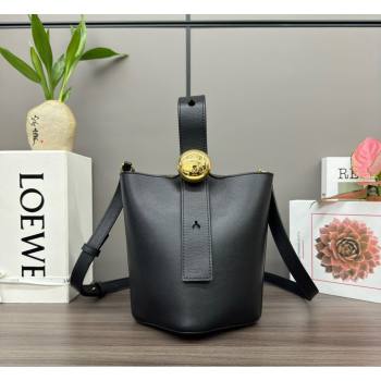 Loewe Mini Pebble Bucket bag in mellow calfskin Black 2024 062342 (Ys-240418061)