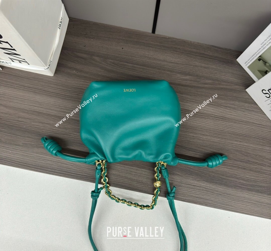 Loewe Mini Flamenco Purse bag in mellow nappa lambskin Emerald Green 2024 412342 (Ys-240418075)