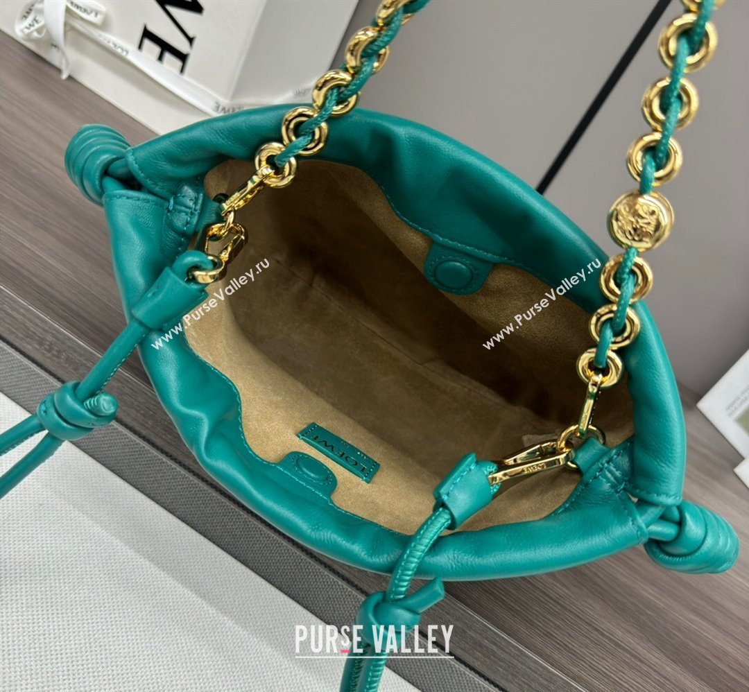 Loewe Mini Flamenco Purse bag in mellow nappa lambskin Emerald Green 2024 412342 (Ys-240418075)