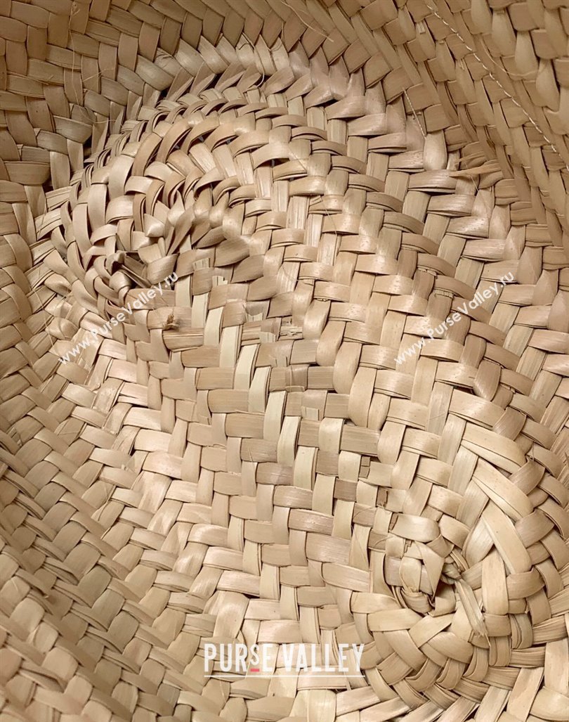 Loewe Small Basket bag in raffia straw and calfskin Brown 2024 8004 (Ys-240418067)