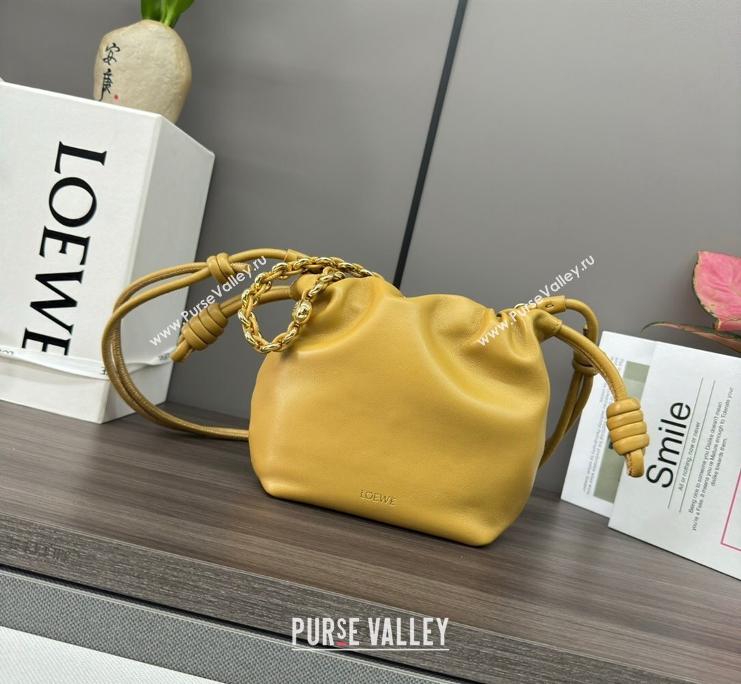 Loewe Mini Flamenco Purse bag in mellow nappa lambskin Yellow 2024 412342 (Ys-240418076)