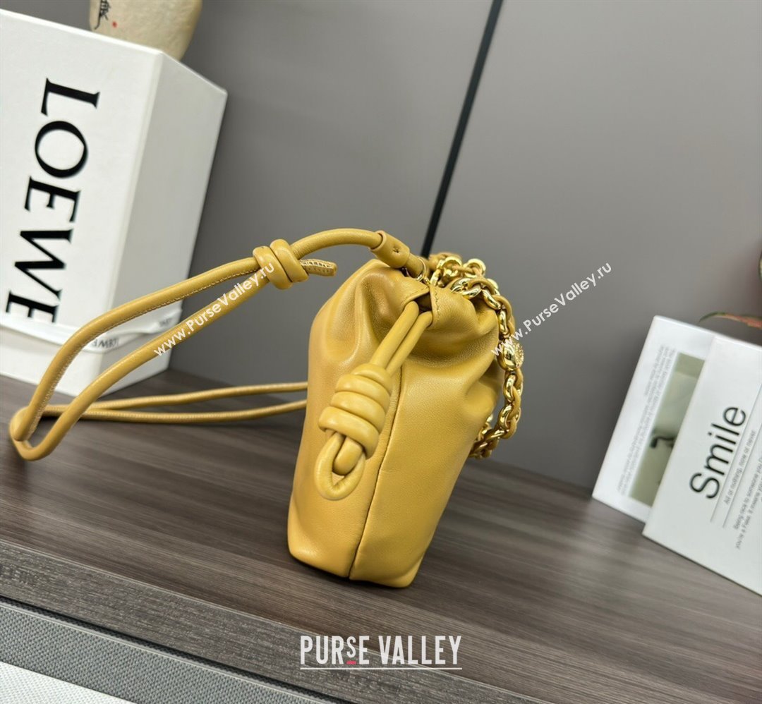 Loewe Mini Flamenco Purse bag in mellow nappa lambskin Yellow 2024 412342 (Ys-240418076)