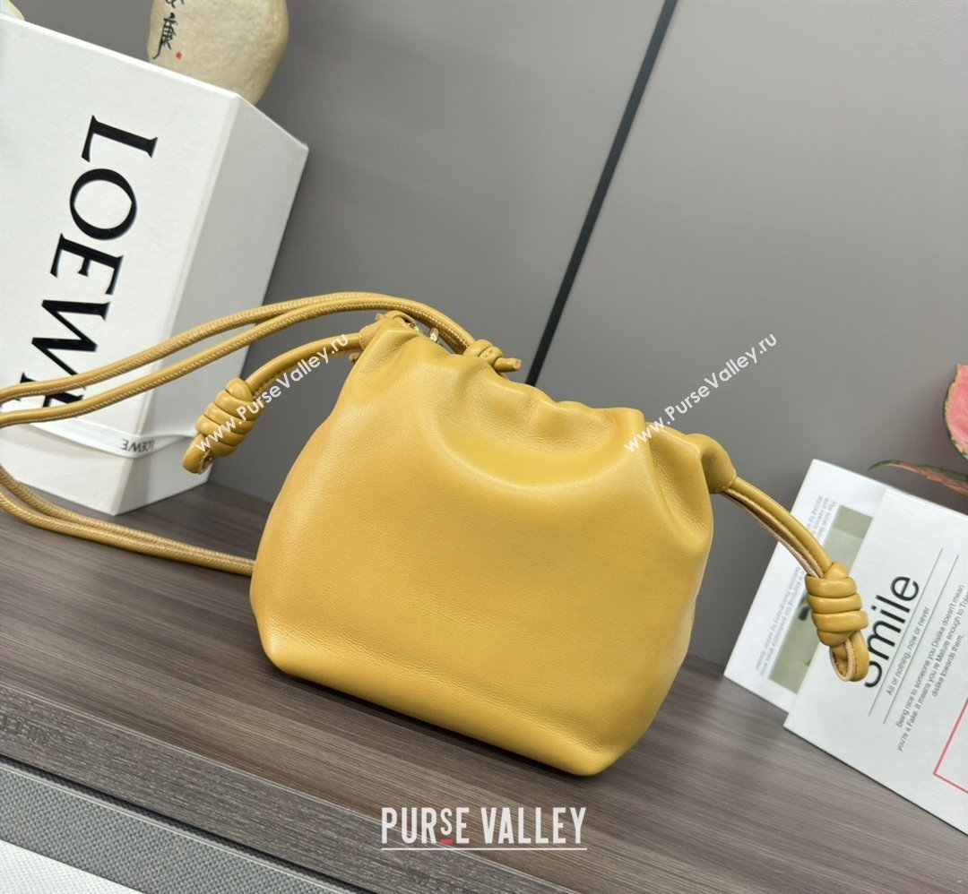Loewe Mini Flamenco Purse bag in mellow nappa lambskin Yellow 2024 412342 (Ys-240418076)