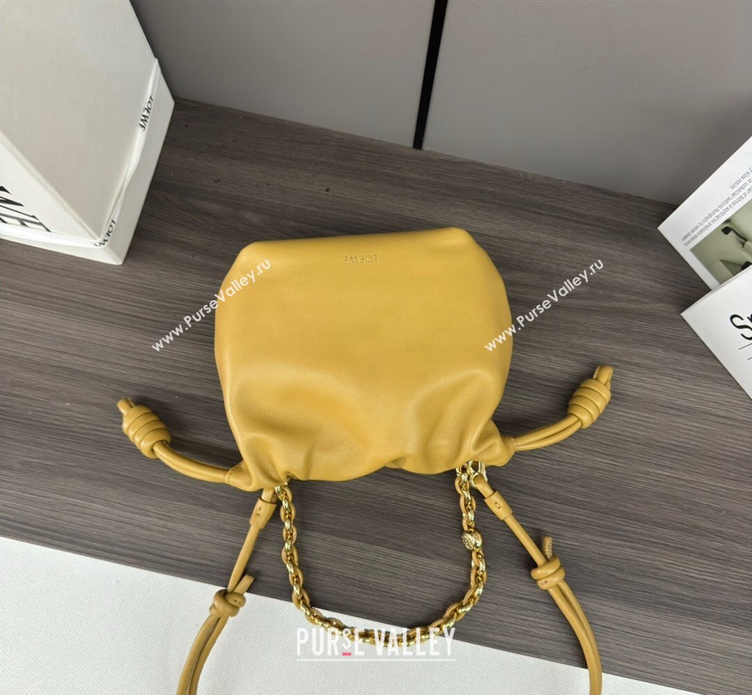 Loewe Mini Flamenco Purse bag in mellow nappa lambskin Yellow 2024 412342 (Ys-240418076)