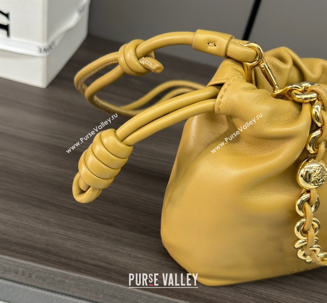 Loewe Mini Flamenco Purse bag in mellow nappa lambskin Yellow 2024 412342 (Ys-240418076)