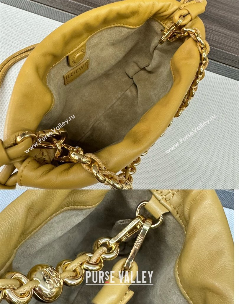Loewe Mini Flamenco Purse bag in mellow nappa lambskin Yellow 2024 412342 (Ys-240418076)