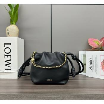 Loewe Mini Flamenco Purse bag in mellow nappa lambskin Black 2024 412342 (Ys-240418077)