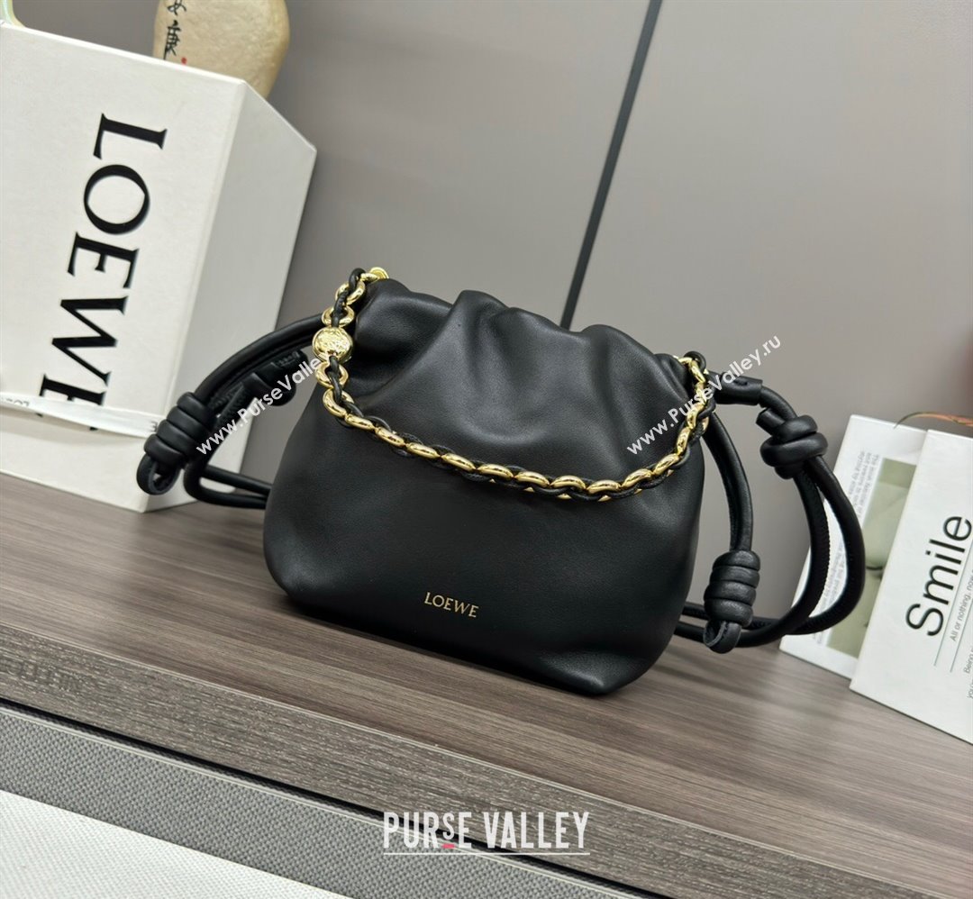 Loewe Mini Flamenco Purse bag in mellow nappa lambskin Black 2024 412342 (Ys-240418077)