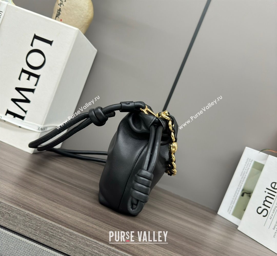 Loewe Mini Flamenco Purse bag in mellow nappa lambskin Black 2024 412342 (Ys-240418077)