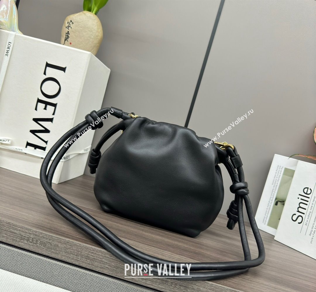 Loewe Mini Flamenco Purse bag in mellow nappa lambskin Black 2024 412342 (Ys-240418077)