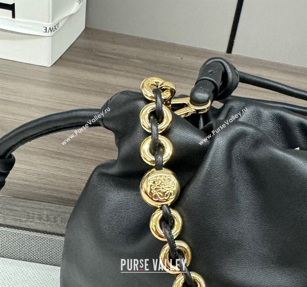 Loewe Mini Flamenco Purse bag in mellow nappa lambskin Black 2024 412342 (Ys-240418077)