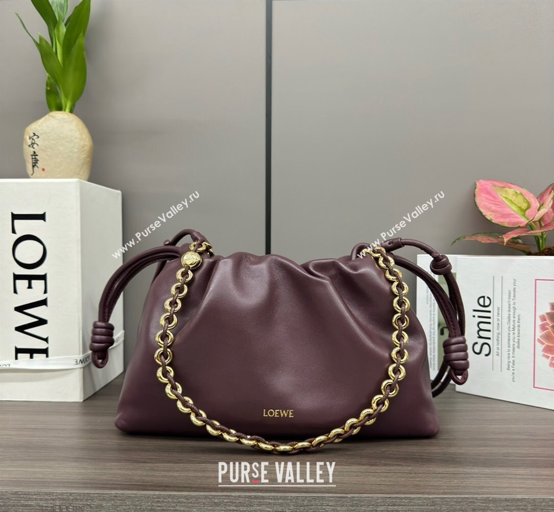 Loewe Small Flamenco Purse bag in mellow nappa lambskin Dark Burgundy 2024 012403 (Ys-240418078)