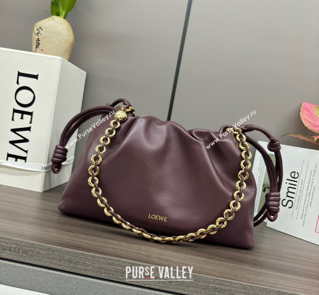 Loewe Small Flamenco Purse bag in mellow nappa lambskin Dark Burgundy 2024 012403 (Ys-240418078)