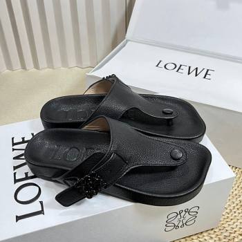 Loewe Ease Toe Post Thong Sandals in Lambskin Black 2024 0506 (MD-240506108)