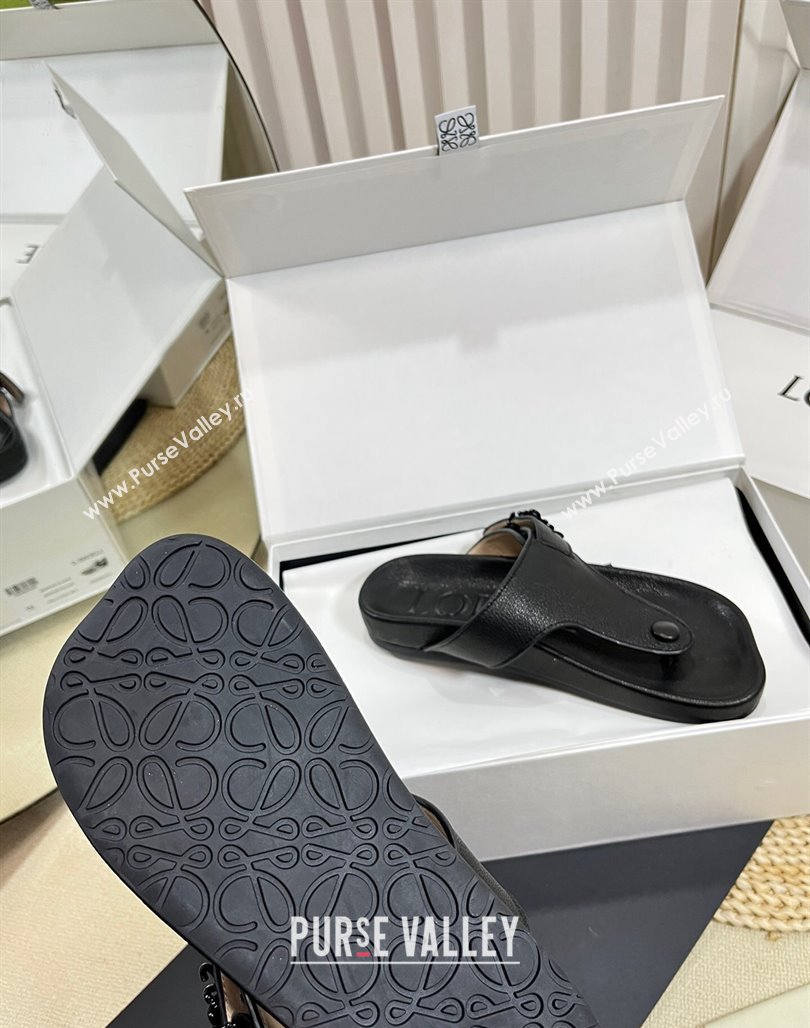 Loewe Ease Toe Post Thong Sandals in Lambskin Black 2024 0506 (MD-240506108)