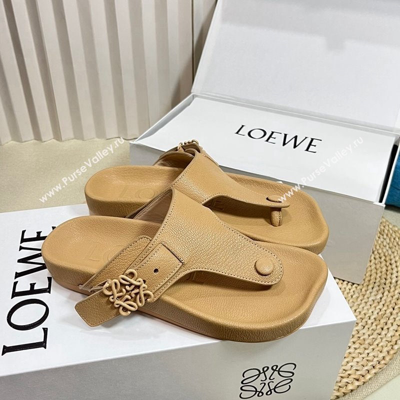 Loewe Ease Toe Post Thong Sandals in Lambskin Beige 2024 0506 (MD-240506110)