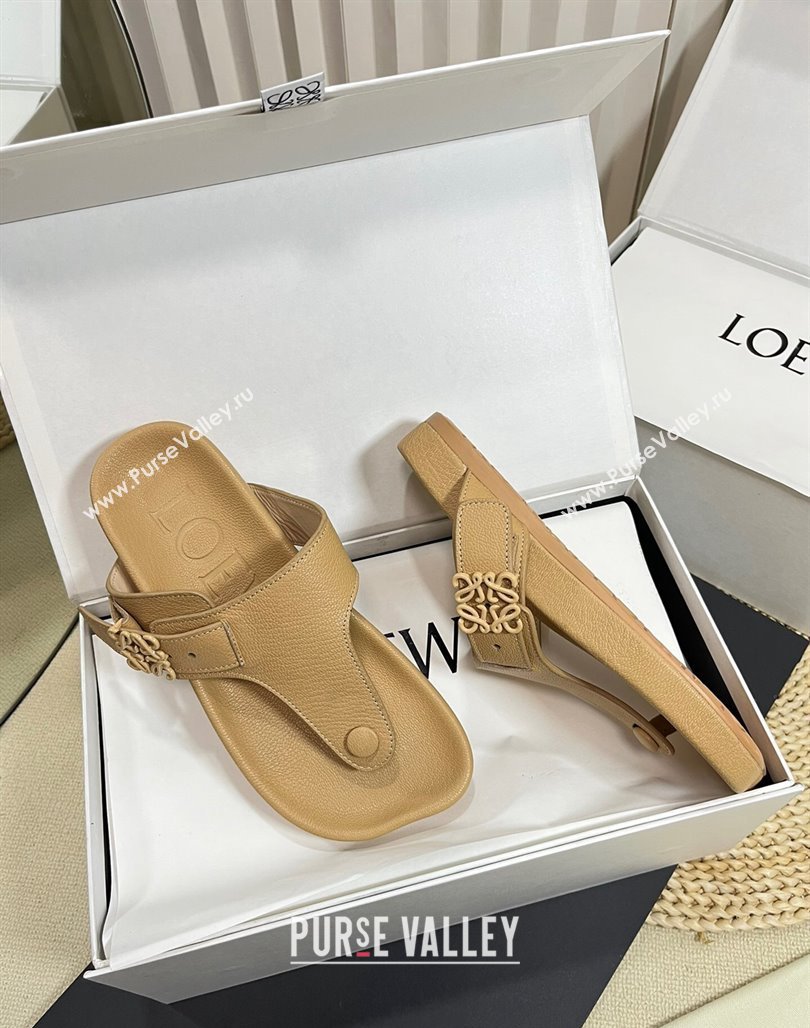 Loewe Ease Toe Post Thong Sandals in Lambskin Beige 2024 0506 (MD-240506110)