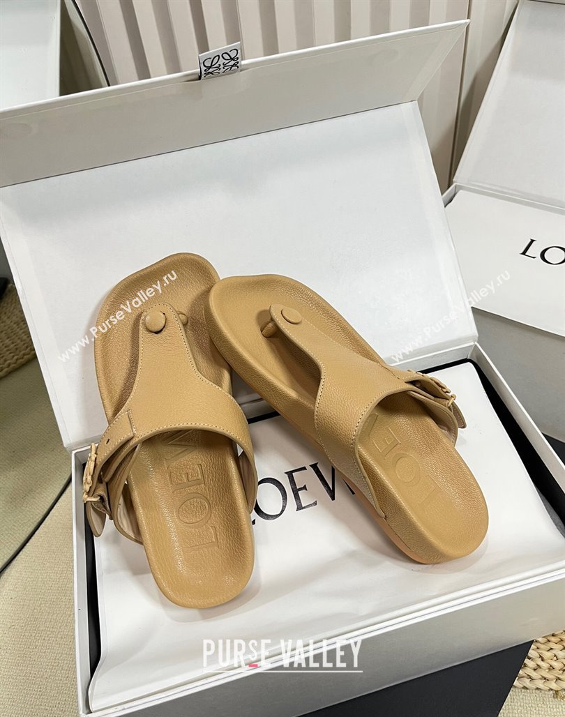 Loewe Ease Toe Post Thong Sandals in Lambskin Beige 2024 0506 (MD-240506110)