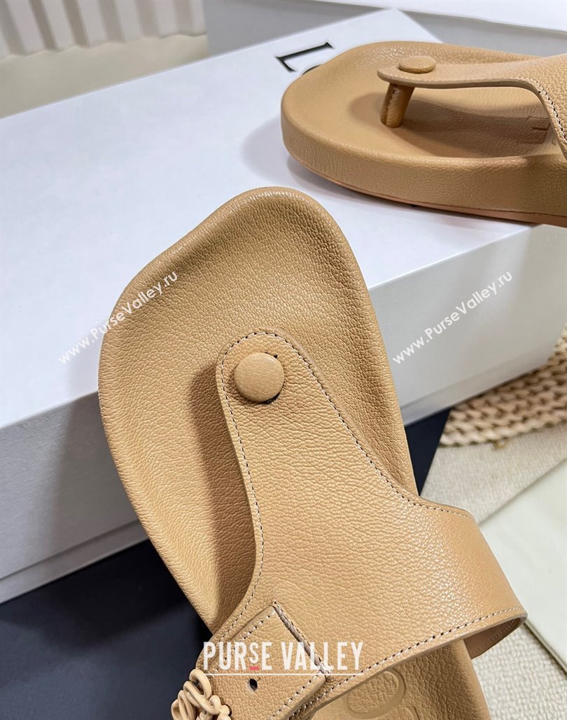 Loewe Ease Toe Post Thong Sandals in Lambskin Beige 2024 0506 (MD-240506110)