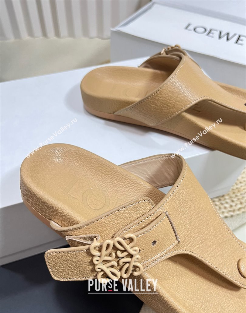 Loewe Ease Toe Post Thong Sandals in Lambskin Beige 2024 0506 (MD-240506110)