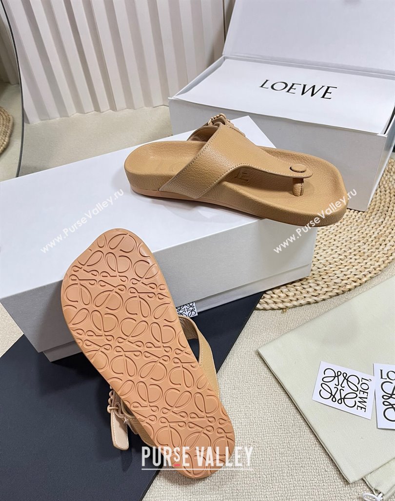 Loewe Ease Toe Post Thong Sandals in Lambskin Beige 2024 0506 (MD-240506110)