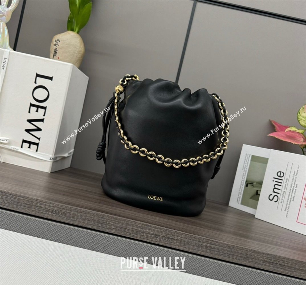 Loewe Flamenco Purse Bucket bag in mellow nappa lambskin Black 2024 012406 (Ys-240805032)