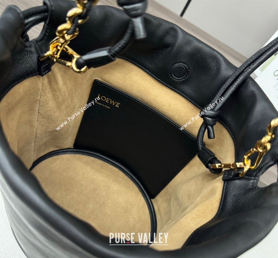 Loewe Flamenco Purse Bucket bag in mellow nappa lambskin Black 2024 012406 (Ys-240805032)