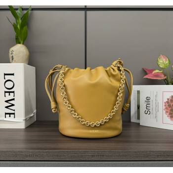 Loewe Flamenco Purse Bucket bag in mellow nappa lambskin Sahara Yellow 2024 012406 (Ys-240527010)