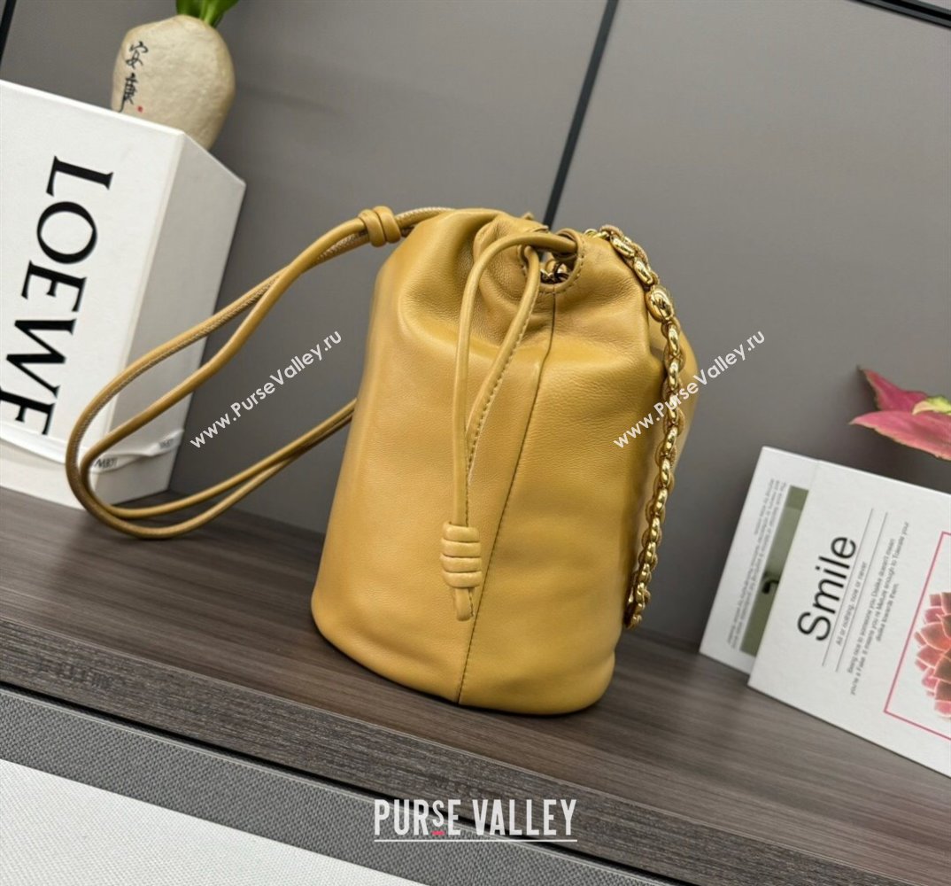 Loewe Flamenco Purse Bucket bag in mellow nappa lambskin Sahara Yellow 2024 012406 (Ys-240805033)