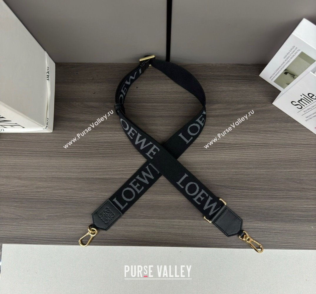 Loewe Logo Embroidered Shoulder Strap 4x120cm Black 2024 652432 (Ys-240527011)