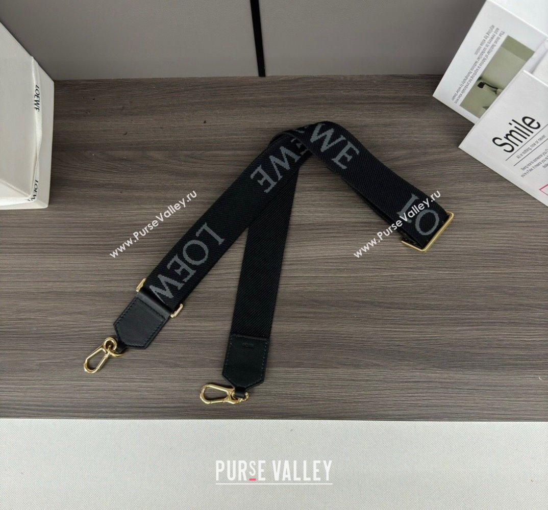 Loewe Logo Embroidered Shoulder Strap 4x120cm Black 2024 652432 (Ys-240527011)