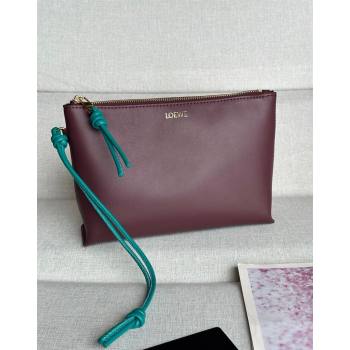 Loewe Knot T pouch in shiny nappa calfskin Burgundy 2024 3045 (nana-240527003)