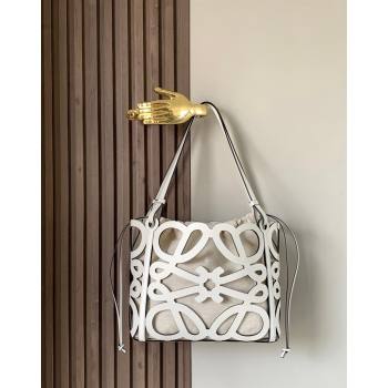 Loewe Small Anagram cut-out tote in box calfskin White 2024 (Ys-240527015)