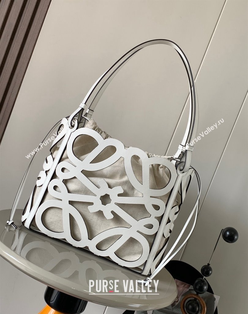 Loewe Small Anagram cut-out tote in box calfskin White 2024 (Ys-240527015)