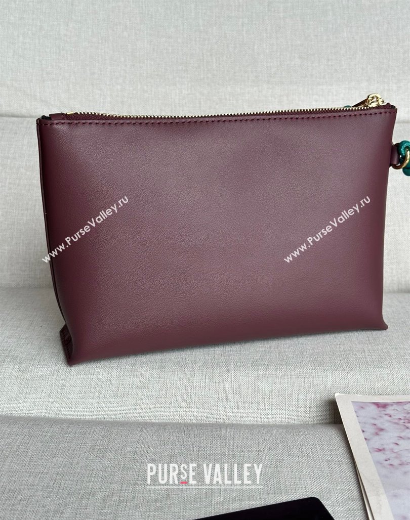 Loewe Knot T pouch in shiny nappa calfskin Burgundy 2024 3045 (nana-240527003)