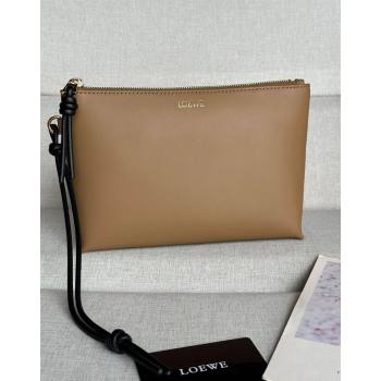 Loewe Knot T pouch in shiny nappa calfskin Light Brown 2024 3045 (nana-240527001)