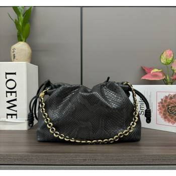 Loewe Small Flamenco Purse bag in Snakeskin Embossed Leather Black 2024 012403 (Ys-240527007)