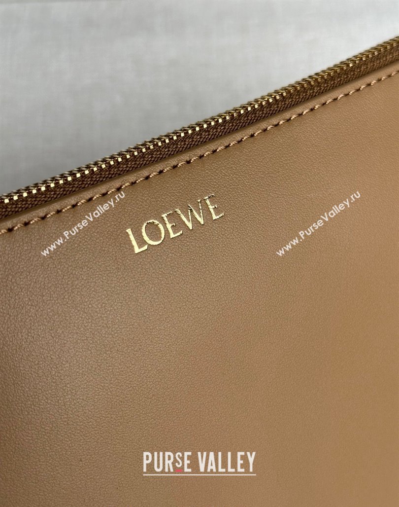 Loewe Knot T pouch in shiny nappa calfskin Light Brown 2024 3045 (nana-240527001)